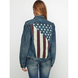 Kurtka jeansowa damska Emmett Company flaga USA