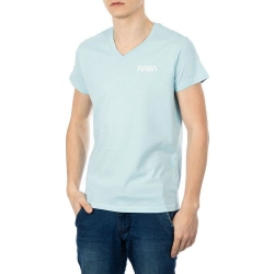 NASA koszulka męska t-shirt dekolt V Basic Worm niebieska