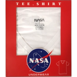 NASA koszulka męska t-shirt dekolt V Basic Flag czerowna